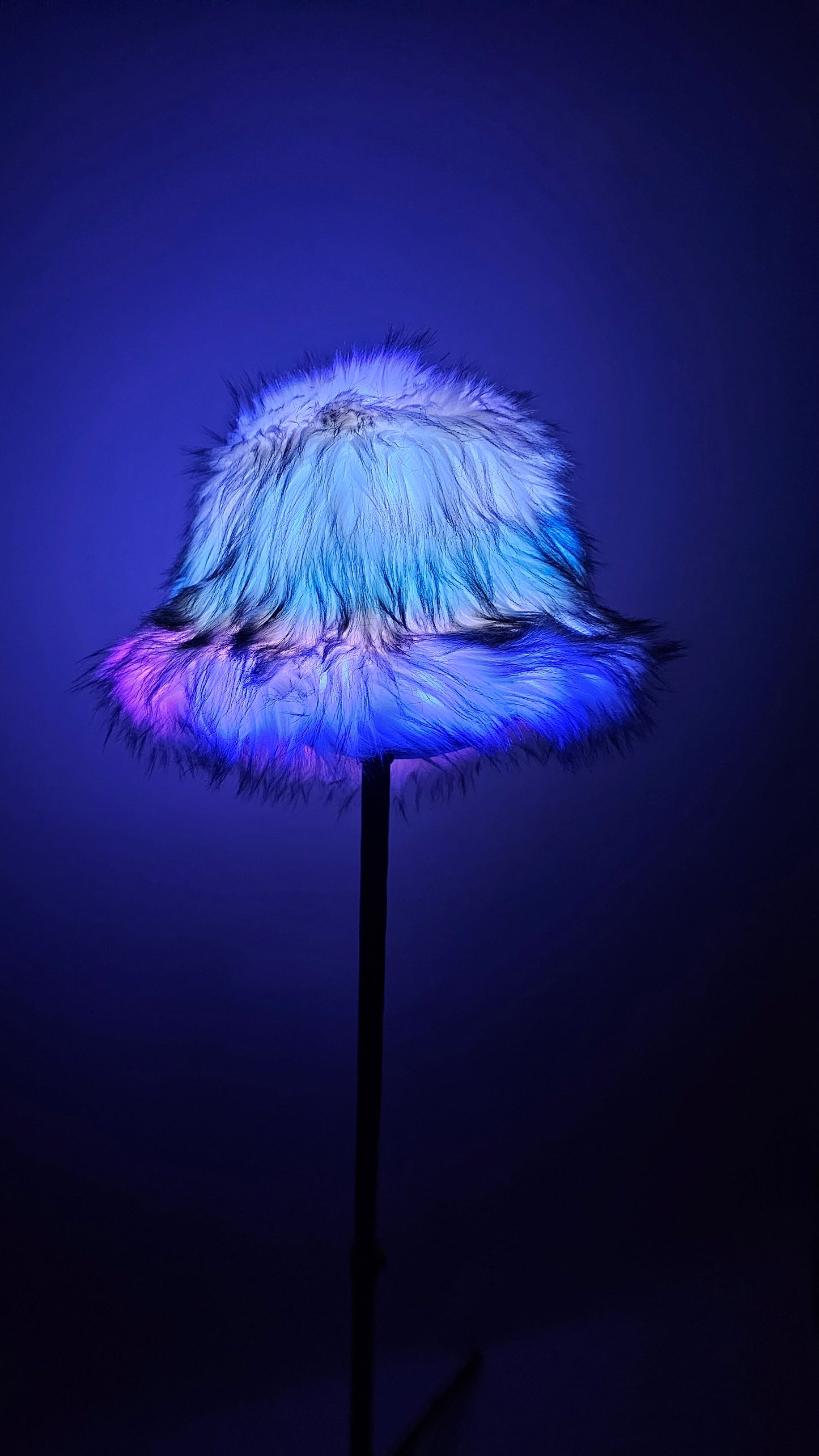 LED bucket hat with blue lights