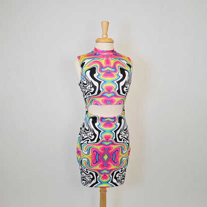 Rainbow Psychedelic Cutout Dress (Sample)
