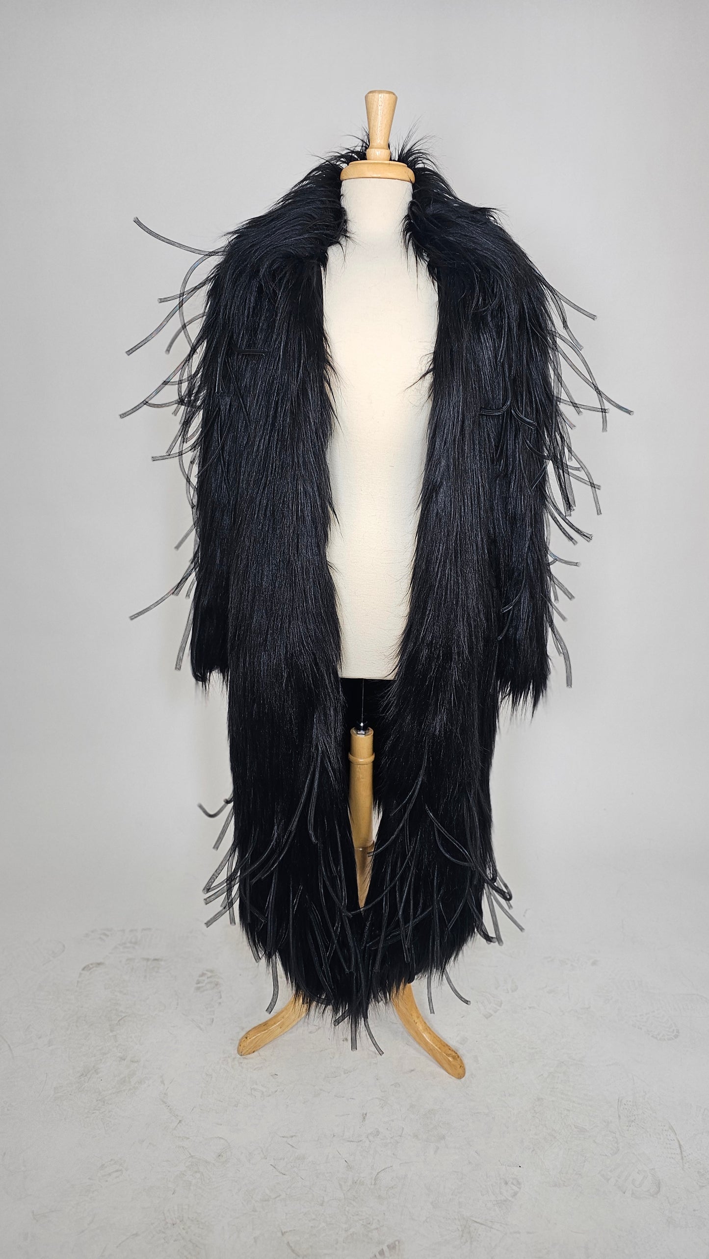 The Void | Couture Black Faux Fur Coat with Crinoline Spike Details | Fem Medium (Sample)