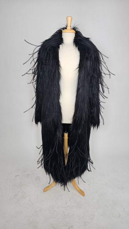 The Void | Couture Black Faux Fur Coat with Crinoline Spike Details | Fem Medium (Sample)