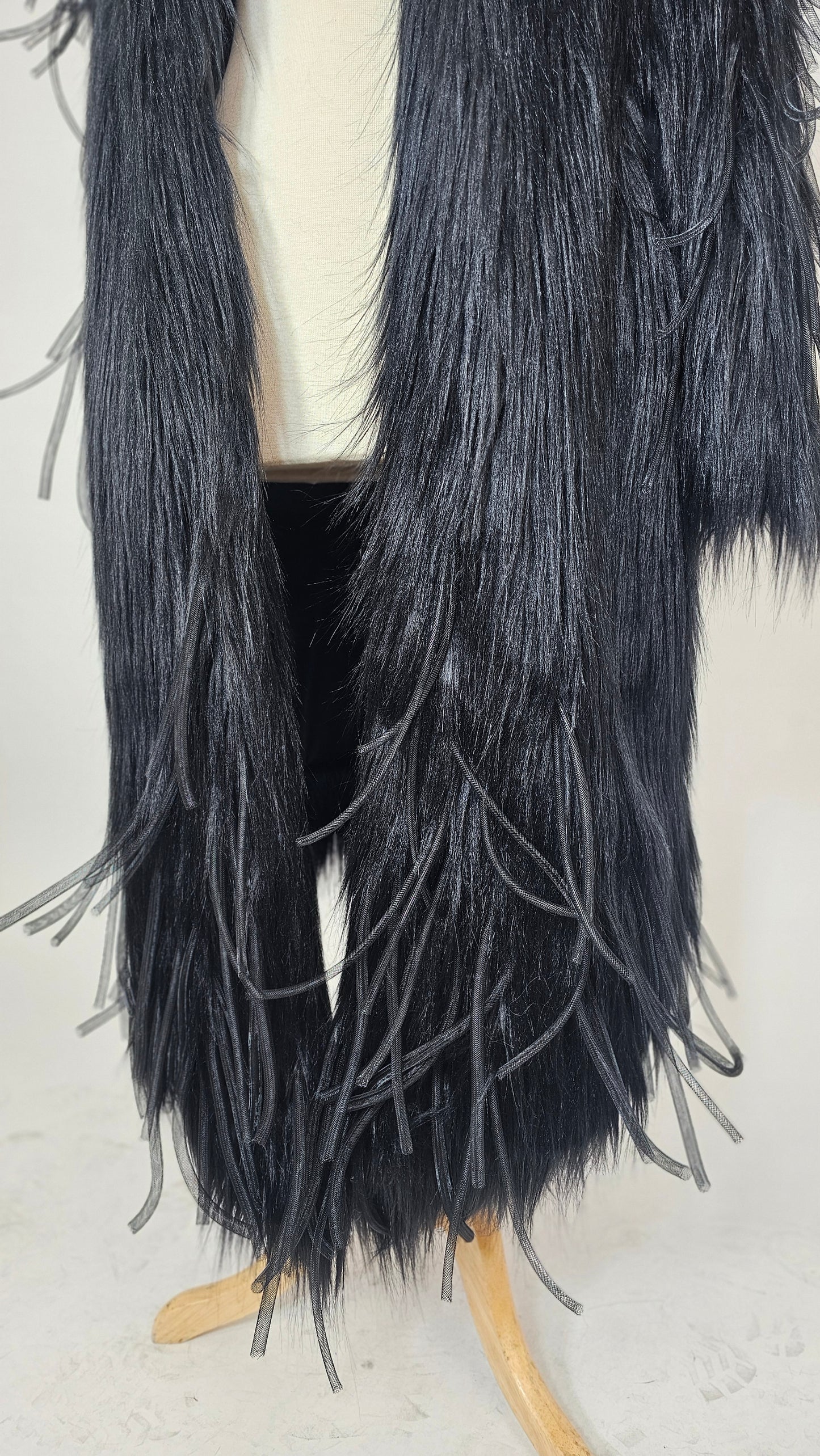 The Void | Couture Black Faux Fur Coat with Crinoline Spike Details | Fem Medium (Sample)