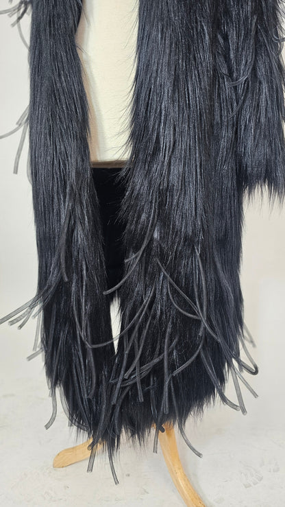 The Void | Couture Black Faux Fur Coat with Crinoline Spike Details | Fem Medium (Sample)