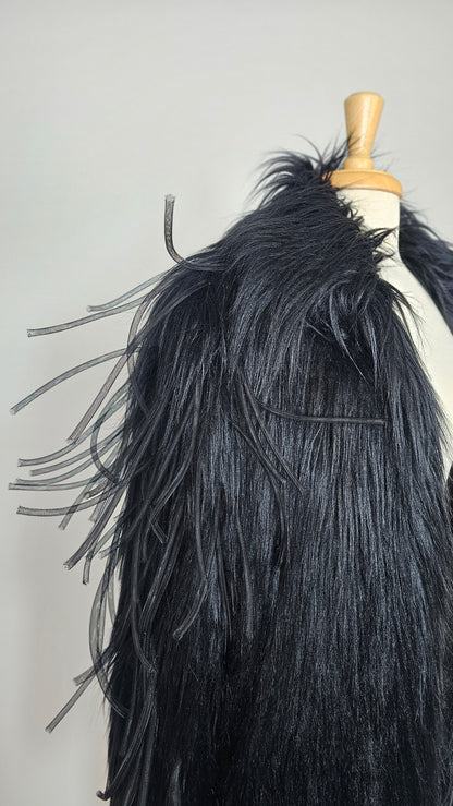 The Void | Couture Black Faux Fur Coat with Crinoline Spike Details | Fem Medium (Sample)