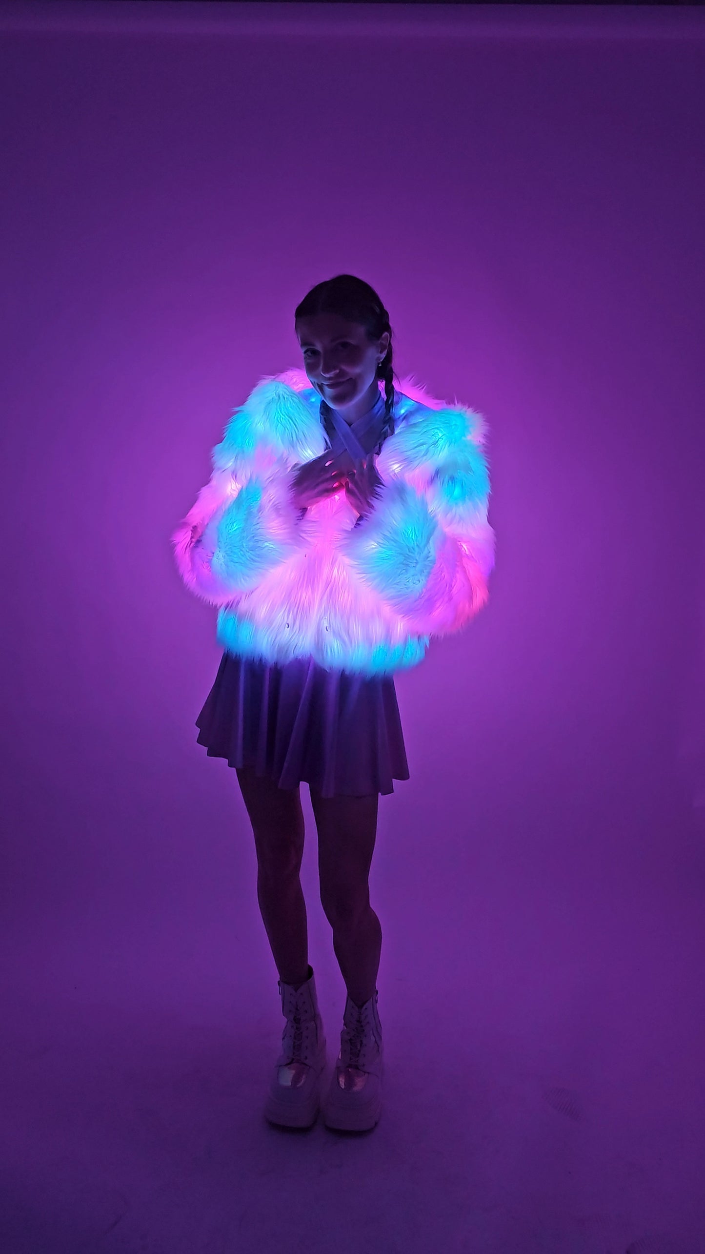 White Galaxy LED Coat | Fem Small (Sample)