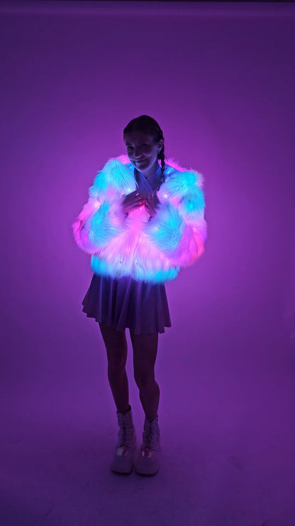 White Galaxy LED Coat | Fem Small (Sample)