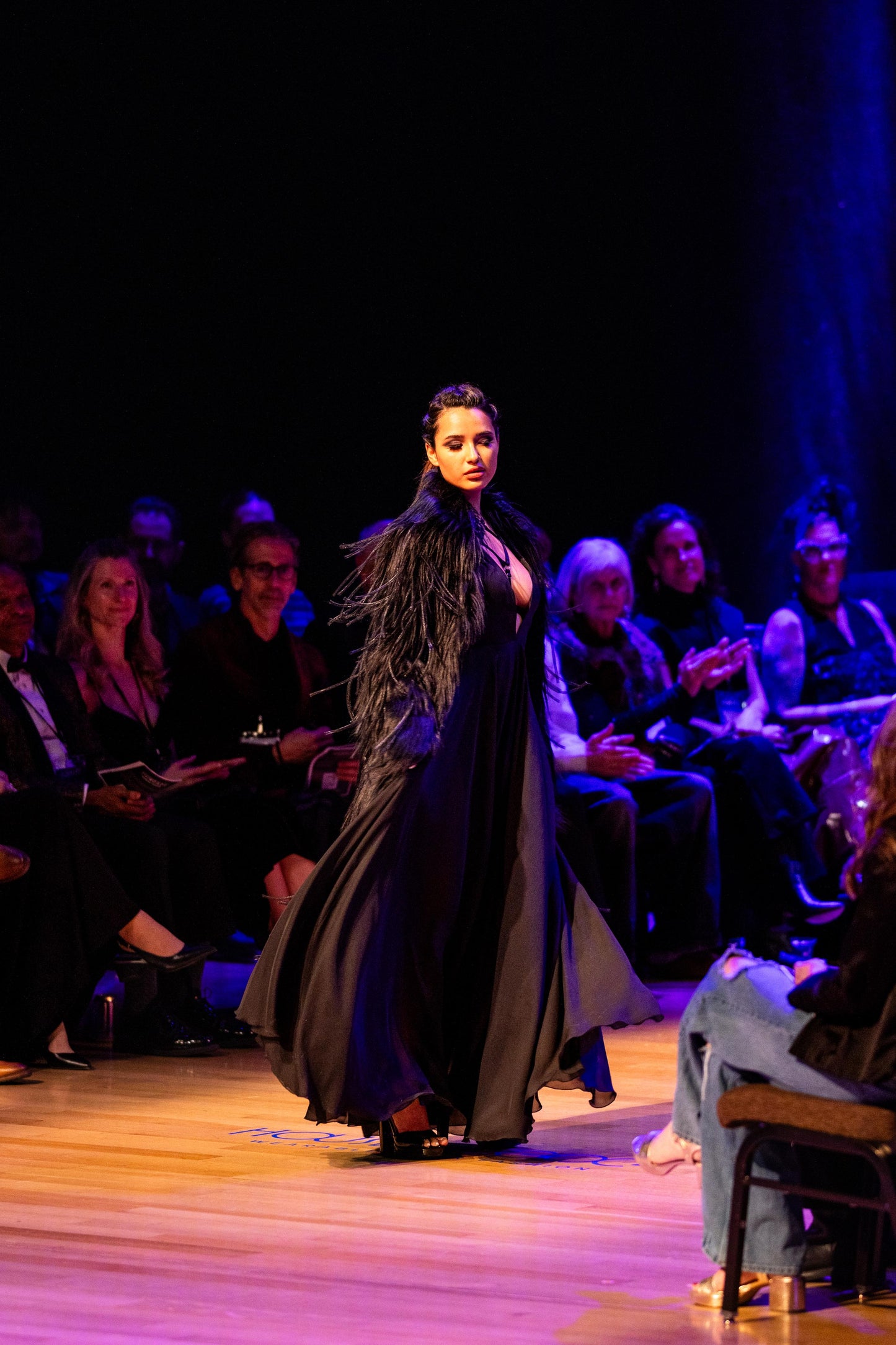 The Void | Couture Black Faux Fur Coat with Crinoline Spike Details | Fem Medium (Sample)