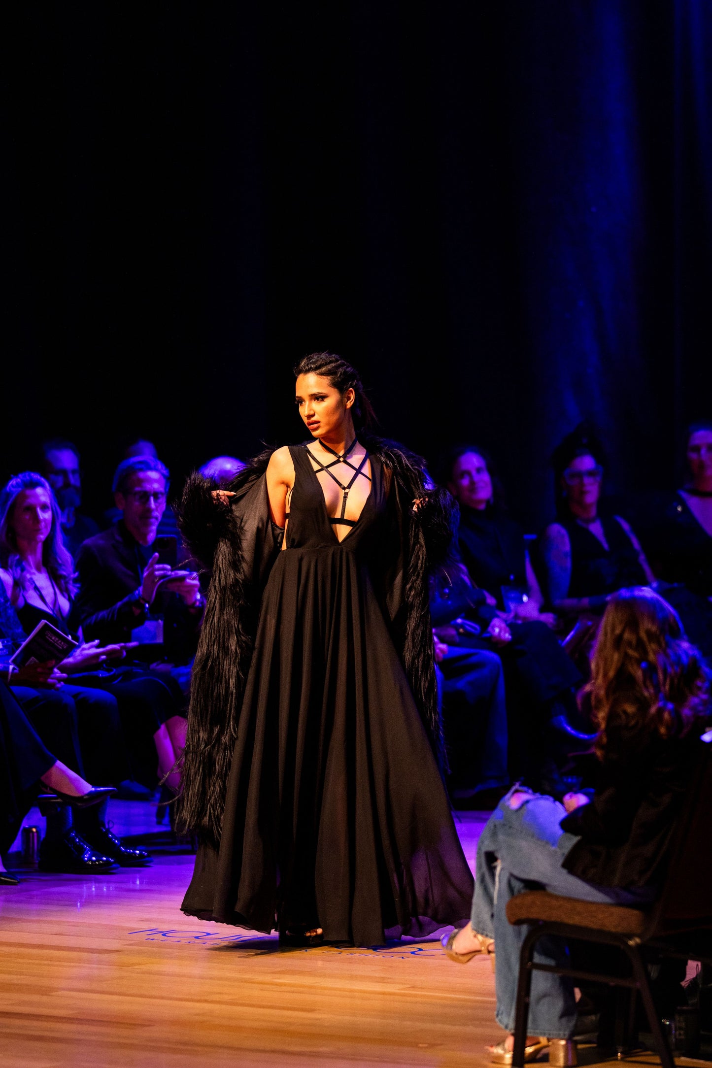 The Void | Couture Black Faux Fur Coat with Crinoline Spike Details | Fem Medium (Sample)