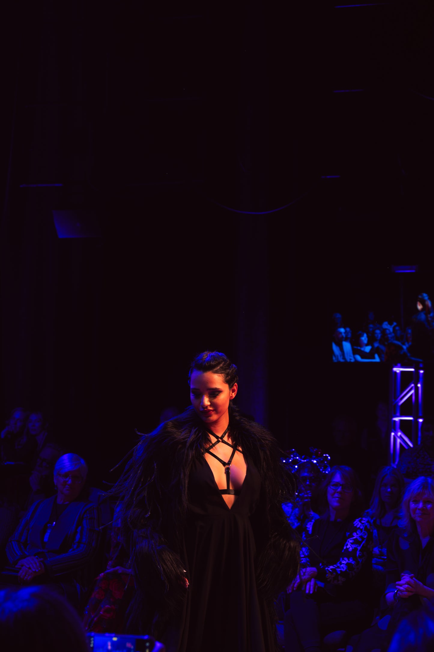 The Void | Couture Black Faux Fur Coat with Crinoline Spike Details | Fem Medium (Sample)