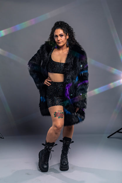 Sparkly Black Skirt & Top Set | Fem Large (Sample)