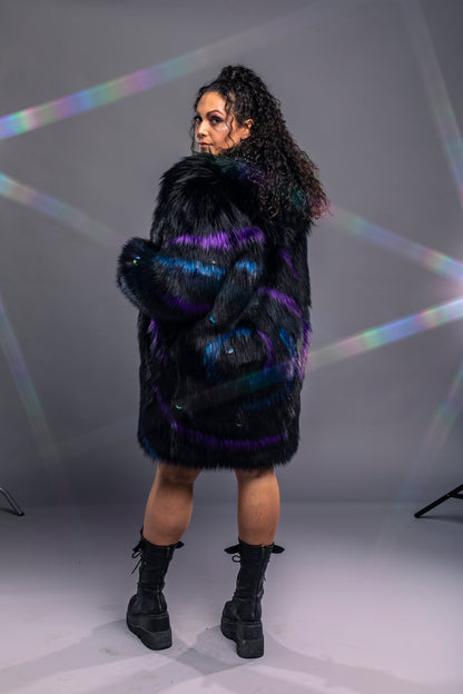 Black Galaxy Faux Fur Coat (Sample)