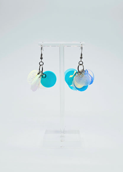 Blue  iridescent sequin earrings