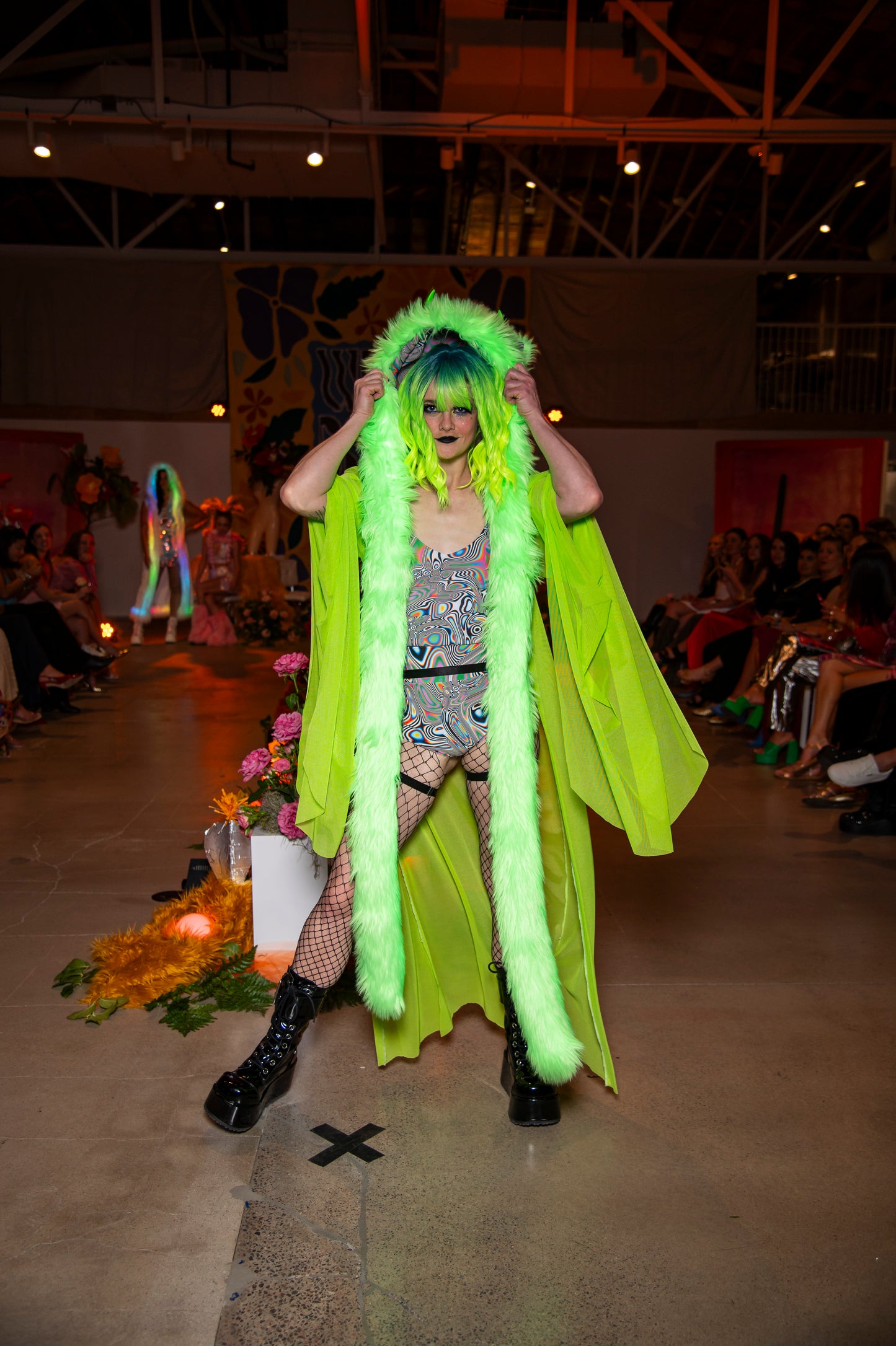 UV Green Tentacle Hood with LEDs (Sample)