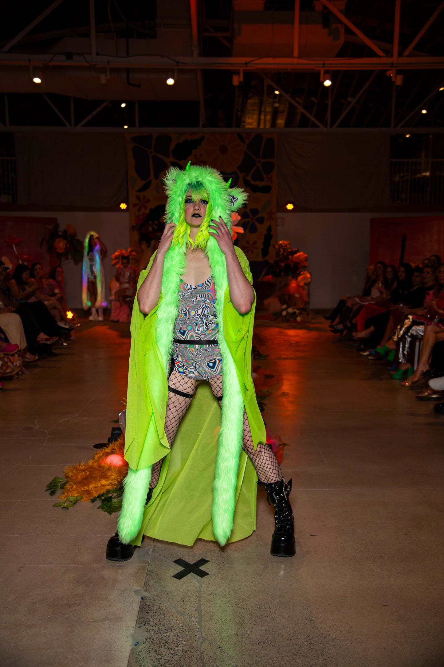 UV Green Tentacle Hood with LEDs (Sample)