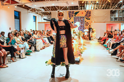 Iridescent Mini Skirt & Cage Bandeau Top (Sample)