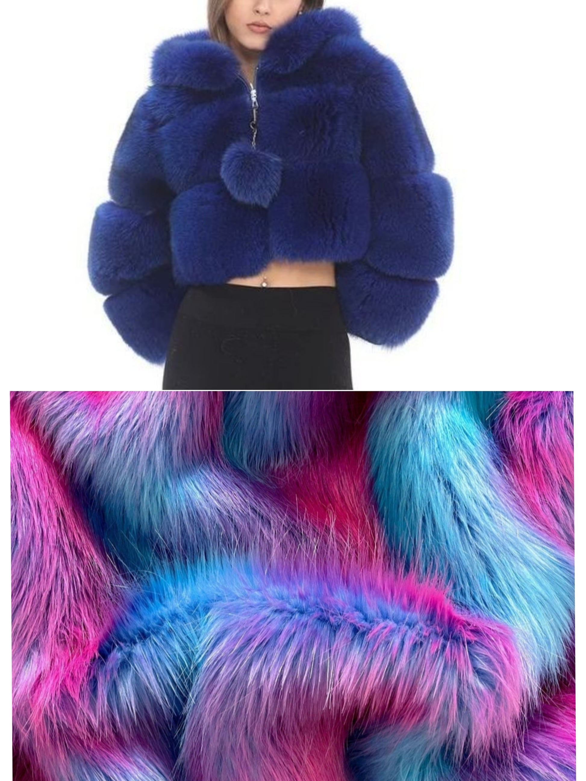 Custom coat listing with multicolor fur and coat example