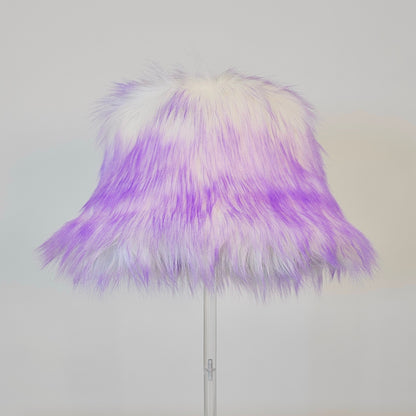 Lavender faux fur bucket hat