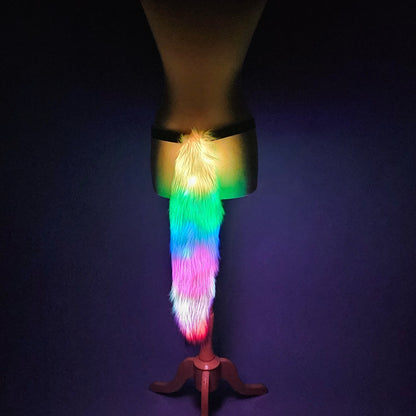 Faux fur tail with LEDs.