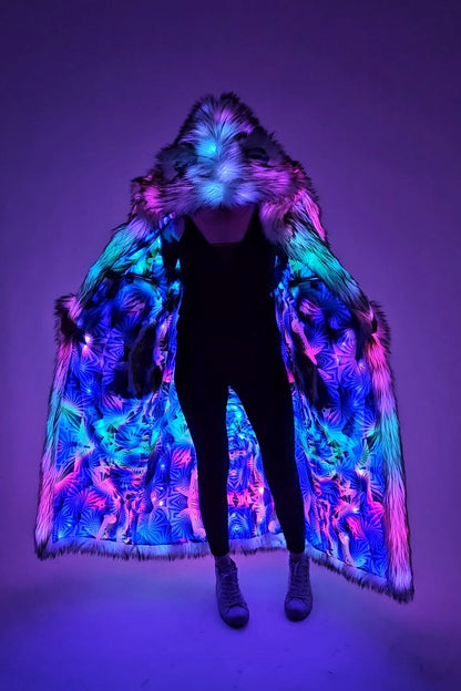 faux fur coat with illuminated LEDs