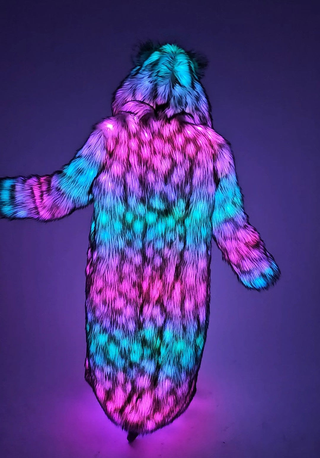 faux fur coat with illuminated LEDs