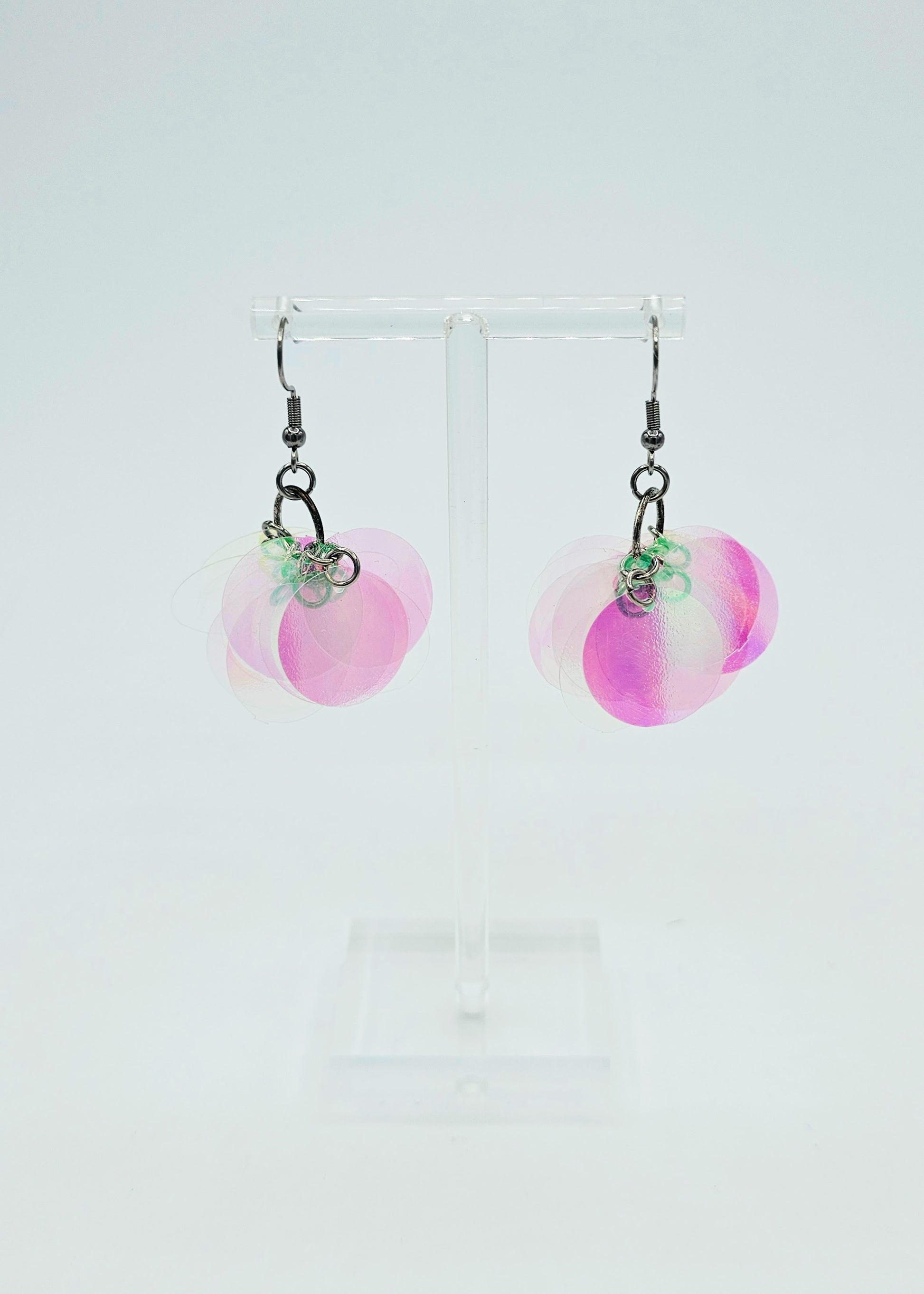 Pink  iridescent sequin earrings