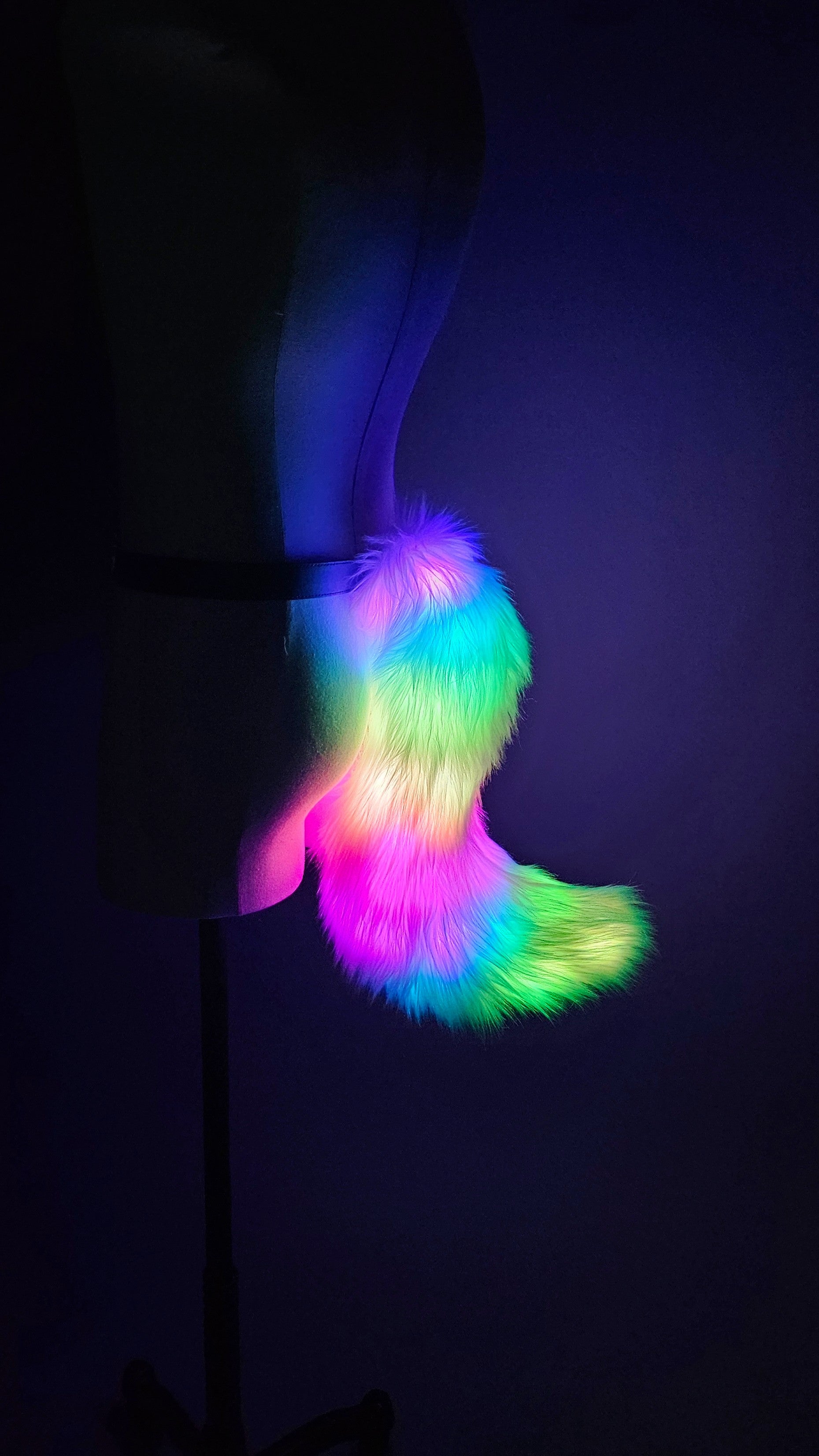 Faux fur tail with LEDs