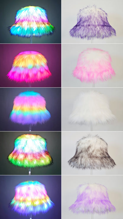 LED Faux Fur Bucket Hat (RTS)