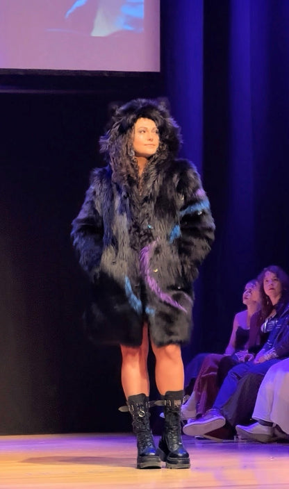 Black Galaxy Faux Fur Coat (Sample)