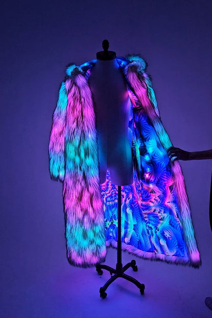 faux fur coat with illuminated LEDs