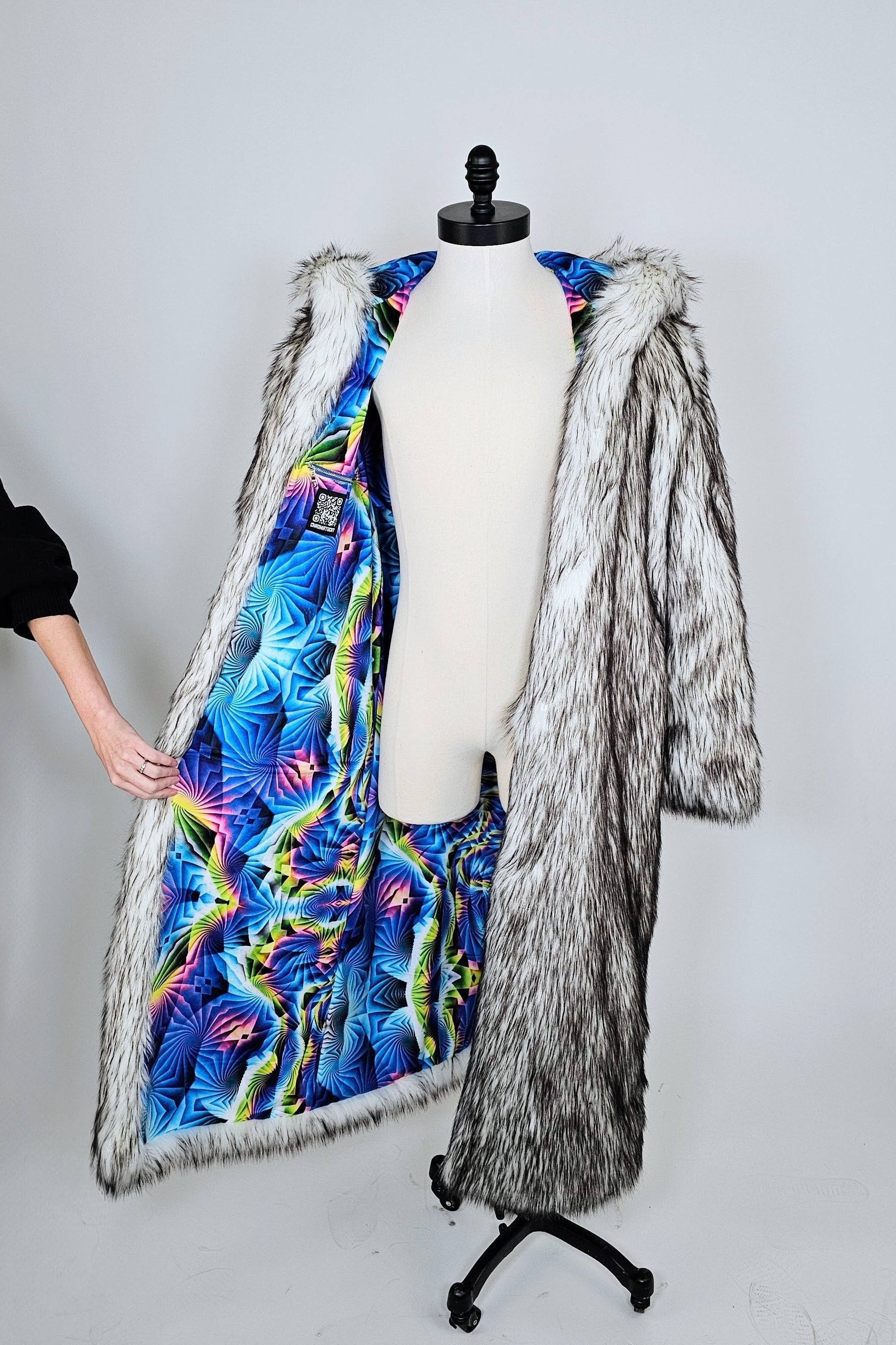 faux fur coat with illuminated LEDs