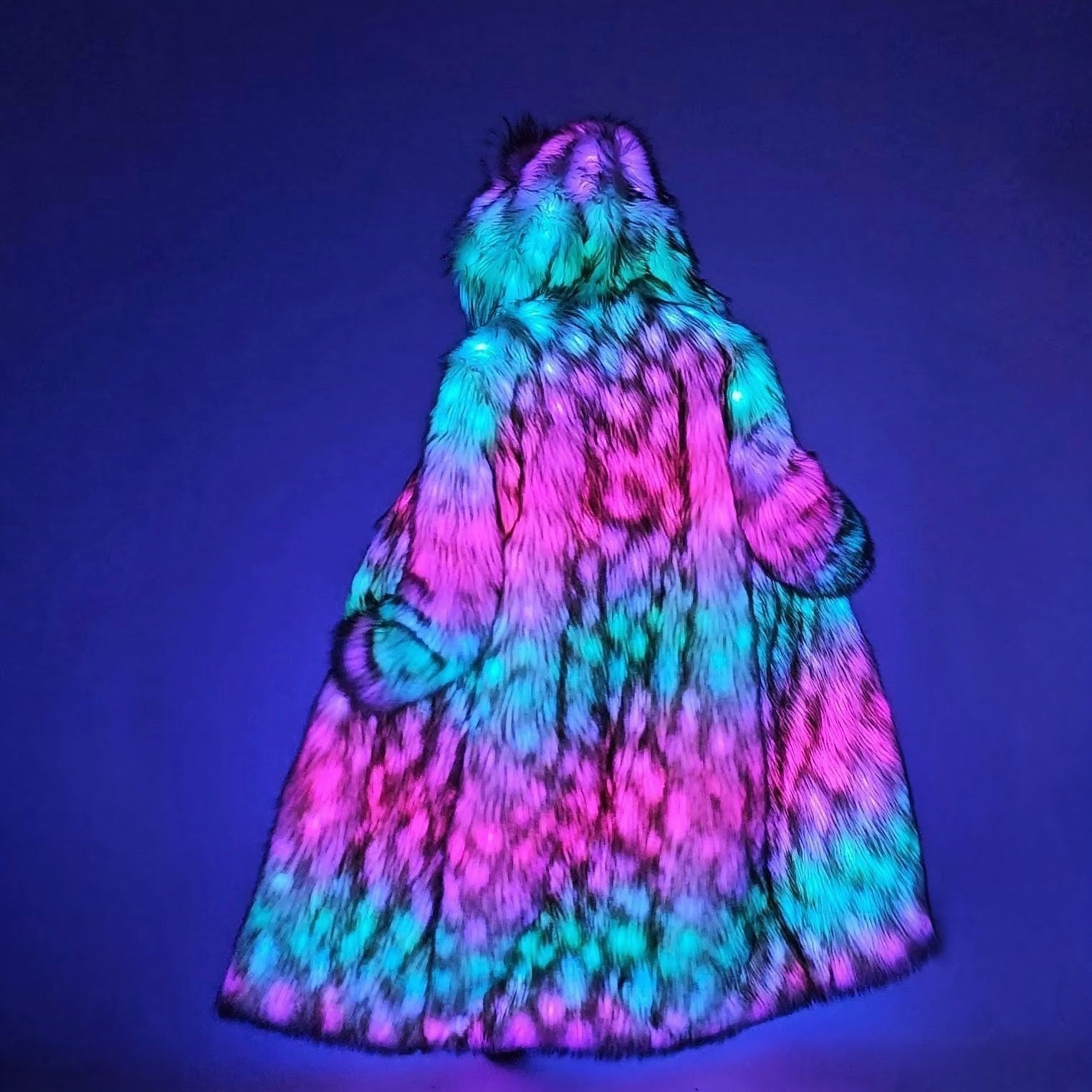 faux fur coat with illuminated LEDs